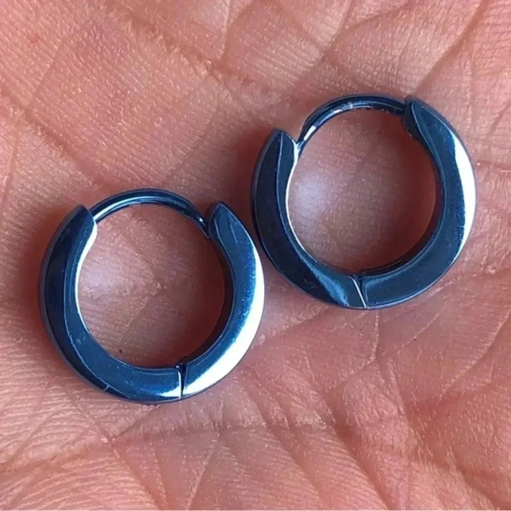 Blue 2.8mm Stainless Steel Stud Hoop Earrings NWT